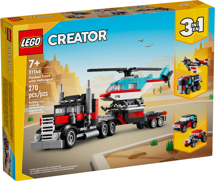 Lego Flatbed Truck with Helicopter