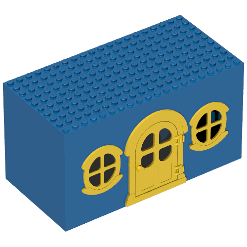 Lego Fabuland, Building, House Block with Yellow Door and Yellow Windows / Blue