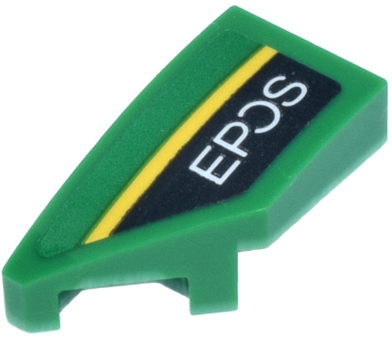 Lego Wedge 2 x 1 x 2/3 Left with 'EPOS' Logo and Yellow Stripe Pattern (Sticker) - Set 76925