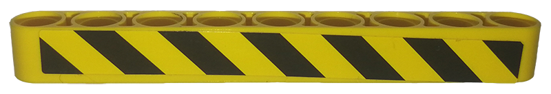 Lego Technic, Liftarm Thick 1 x 9 with Black and Yellow Danger Stripes Pattern Model Right Side (Sticker) - Set 9397 / Yellow