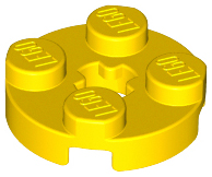 Lego Plate, Round 2 x 2 with Axle Hole / Yellow