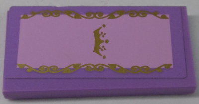 Lego Tile 2 x 4 with Gold Crown and Swirls Pattern (Sticker) - Set 41055