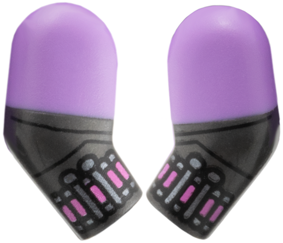 Lego Arm, (Matching Left and Right) Pair with Molded Medium Lavender Short Sleeves and Printed Dark Silver Web Slingers Pattern