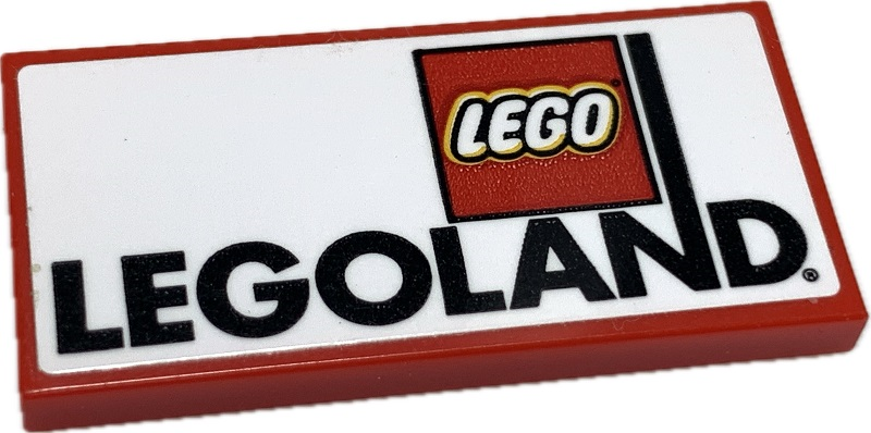 Lego Tile 2 x 4 with Large LEGO Logo and 'LEGOLAND' Pattern (Sticker) - Sets 40429 / 40473