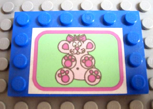 Lego Tile, Modified 4 x 6 with Studs on Edges with Teddy Bear Pattern (Sticker) - Set 5895