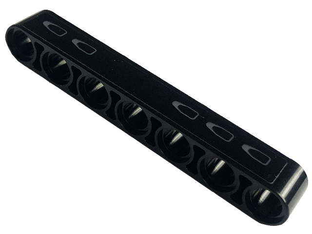 Lego Technic, Liftarm Thick 1 x 7 with Dark Bluish Gray Tread Plate with 5 Holes Pattern Model Right Side (Sticker) - Set 42126 / Black