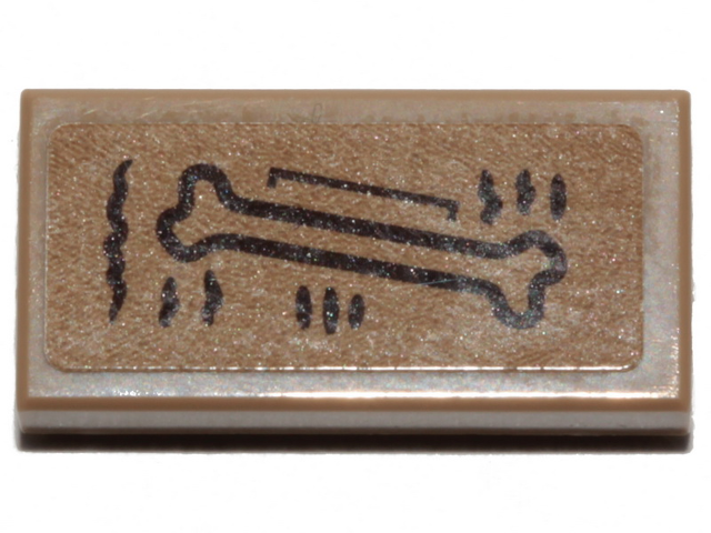 Lego Tile 1 x 2 with Bone Pattern (Sticker) - Set 21320 / Dark Tan