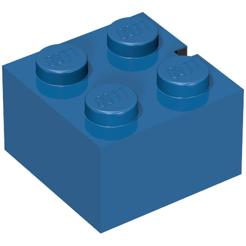 Lego Brick 2 x 2 without Bottom Tubes, Slotted (with 1 slot) / Blue