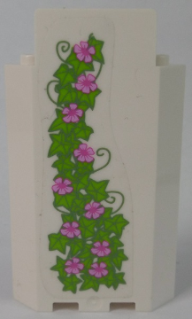 Lego Panel 3 x 3 x 6 Corner Wall without Bottom Indentations with Ivy Trunks with 10 Magenta Flowers Pattern 1 (Sticker) - Set 41055