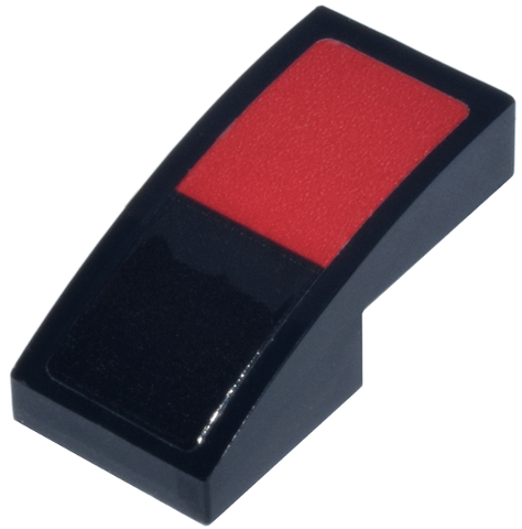Lego Slope, Curved 2 x 1 x 2/3 with Red Rectangle Panel Pattern (Sticker) - Set 77242