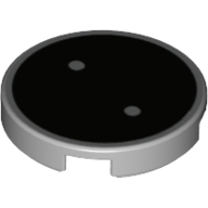 Lego Tile Round 2 x 2 with ':' on Black Background Print / Light Bluish Gray