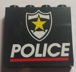 Lego Stickered Assembly 4 x 1 x 3 with Police Red Line and Yellow Star Badge Pattern (Sticker) - Set 1786