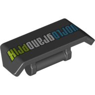 Lego Spoiler 2 x 4 with Handle and 'WORLD GRAND PRIX' Upside-Down Print / Black