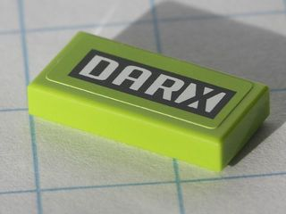 Lego Tile 1 x 2 with Black and White 'DARX' Pattern (Sticker) - Set 8119