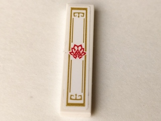 Lego Tile 1 x 4 with Red Flower on White Background Pattern (Sticker) - Set 70643