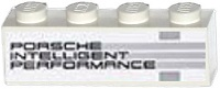 Lego Brick 1 x 4 with 'PORSCHE INTELLIGENT PERFORMANCE' and Horizontal and Vertical Light Bluish Gray Stripes Pattern Model Left Side (Sticker) - Set 75912 / White