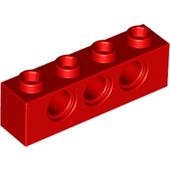Lego Technic Brick 1 x 4 [3 Pin Holes] / Red