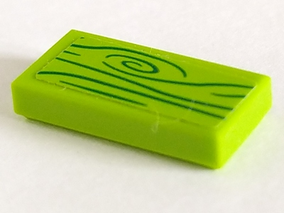 Lego Tile 1 x 2 with Green Wood Grain Pattern (Sticker) - Set 41335 / Lime