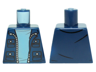 Lego Torso Jacket with 4 Pockets, Silver Buttons and Zipper Pattern / Dark Blue