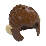 Lego Hair and Sideburns, with Tan Ears Print / Reddish Brown