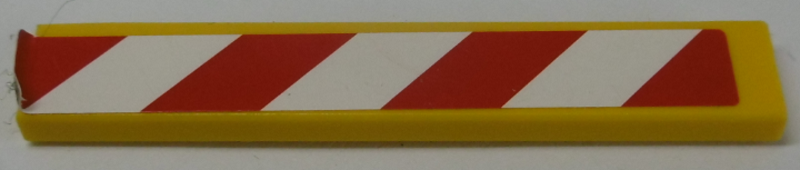 Lego Tile 1 x 6 with Red and White Danger Stripes Pattern Model Left Side (Sticker) - Set 42009 / Yellow