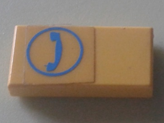 Lego Tile 1 x 2 with Blue Telephone Receiver in Circle on Left End Pattern (Sticker) - Set 1589-2