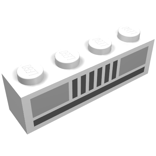 Lego Brick 1 x 4 with Basic Car Headlights Print / White