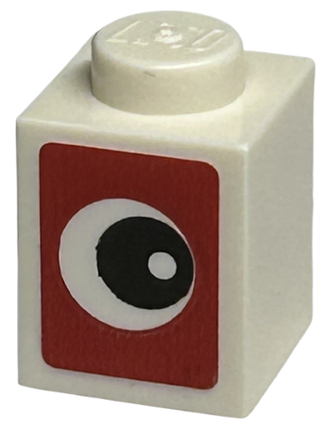 Lego Brick 1 x 1 with Black Eye on Red Background Pattern (Sticker) - Set 40574