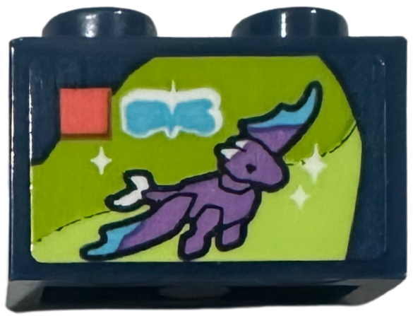 Lego Brick 1 x 2 with LEGO Elves Set 41178 The Dragon Sanctuary Box Art Pattern (Sticker) - Set 42674