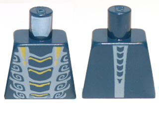 Lego Torso Ninjago Snake with Yellow and Light Bluish Gray Scales Pattern (Mezmo) / Dark Blue