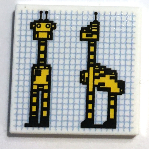 Lego Tile 2 x 2 with Giraffes Print / White