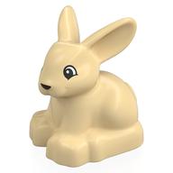 Lego Duplo Animal Rabbit with Head Raised and Black Nose Print / Tan