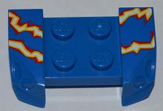 Lego Vehicle, Mudguard 2 x 4 with Headlights Overhang with Electric Sparks on Blue Background Pattern on Both Sides (Stickers) - Set 8303