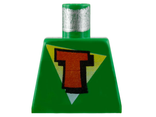 Lego Torso FreeStyle Timmy with Red Capital Letter T on White and Yellow Triangle Pattern / Green