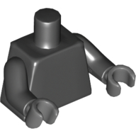 Lego Torso, Black Arms, Dark Bluish Gray Hands [Plain] / Black
