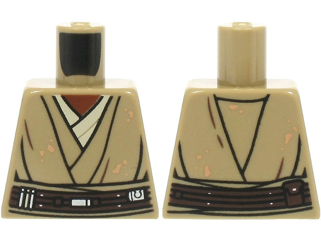 Lego Torso SW Layered Shirt, Dark Brown Belt and Nougat Spots Pattern (Mace Windu) / Dark Tan