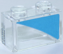 Lego Brick 1 x 2 without Bottom Tube with Dark Azure Triangle Pattern Model Left Side (Sticker) - Set 40252