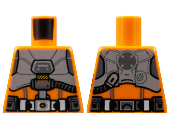 Lego Torso XL-15 Flight Yoke, Light Bluish Gray Breastplate, Dark Bluish Gray Hose and Pouches Pattern / Orange
