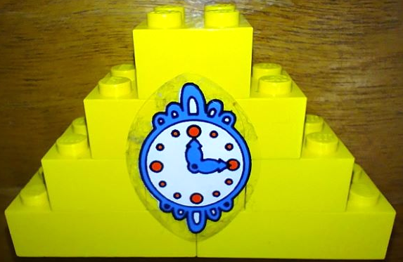 Lego Stickered Assembly 8 x 2 x 4 with Blue Clock with Red Dots and White Face Pattern (Sticker) - Sets 140-1 / 350-3