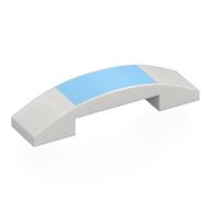 Lego Brick Curved 4 x 1 Double, No Studs with Bright Blue Rectangle Print / White