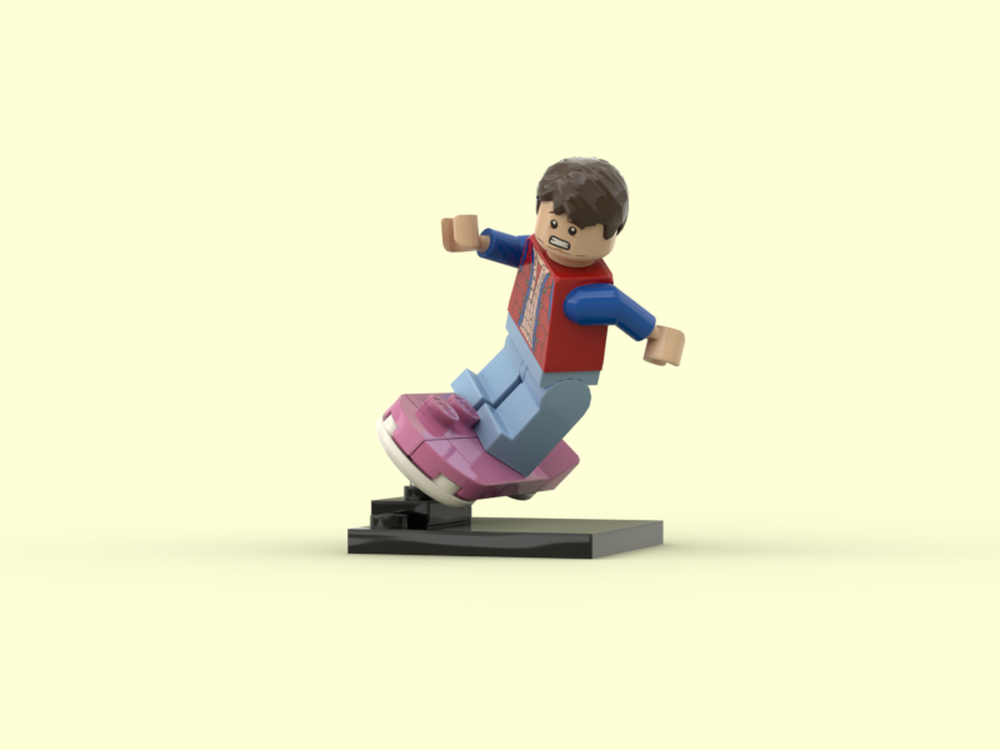 Lego Marty Mcfly hoverboard display