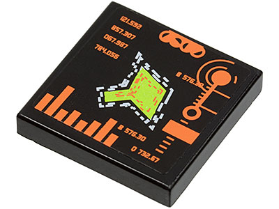 Lego Tile 2 x 2 with Radar Map, Bar Graph, and on Screen Readouts Pattern (Sticker) - Set 7644