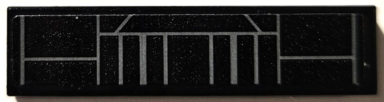 Lego Tile 1 x 4 with SW Inquisitor Transport Scythe Hull Plates with Dark Bluish Gray Lines Pattern (Sticker) - Set 75336 / Black