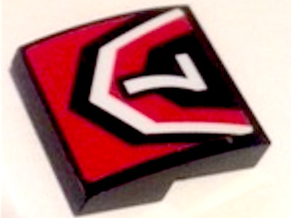 Lego Slope, Curved 2 x 2 x 2/3 with White Number 7 and Red, White and Black Pattern (Sticker) - Set 60148 / Black