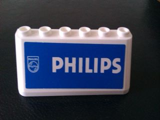 Lego Windscreen 2 x 6 x 2 with 'PHILIPS' on Blue Background Pattern (Sticker) - Set 880002-2 (in Combination with Sets 3308 / 3309)