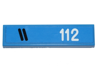 Lego Tile 1 x 4 with Two Black Diagonal Stripes and '112' Pattern Model Left Side (Sticker) - Set 40192