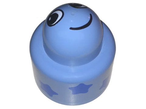 Lego Primo Brick 1 x 1 with Round Rattle, Blue Star, Face Print