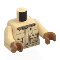 Lego Torso, Winter Coat, Pockets, Dark Tan Fur Collar Print, Tan Arms, Medium Nougat Hands / Tan