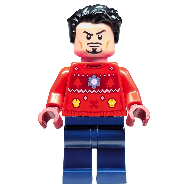 Lego Tony Stark in Ugly Christmas Sweater