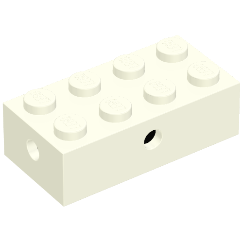 Lego Brick Special 2 x 4 with Wheel Holder Old, Clear Bottom, Black Inside / White